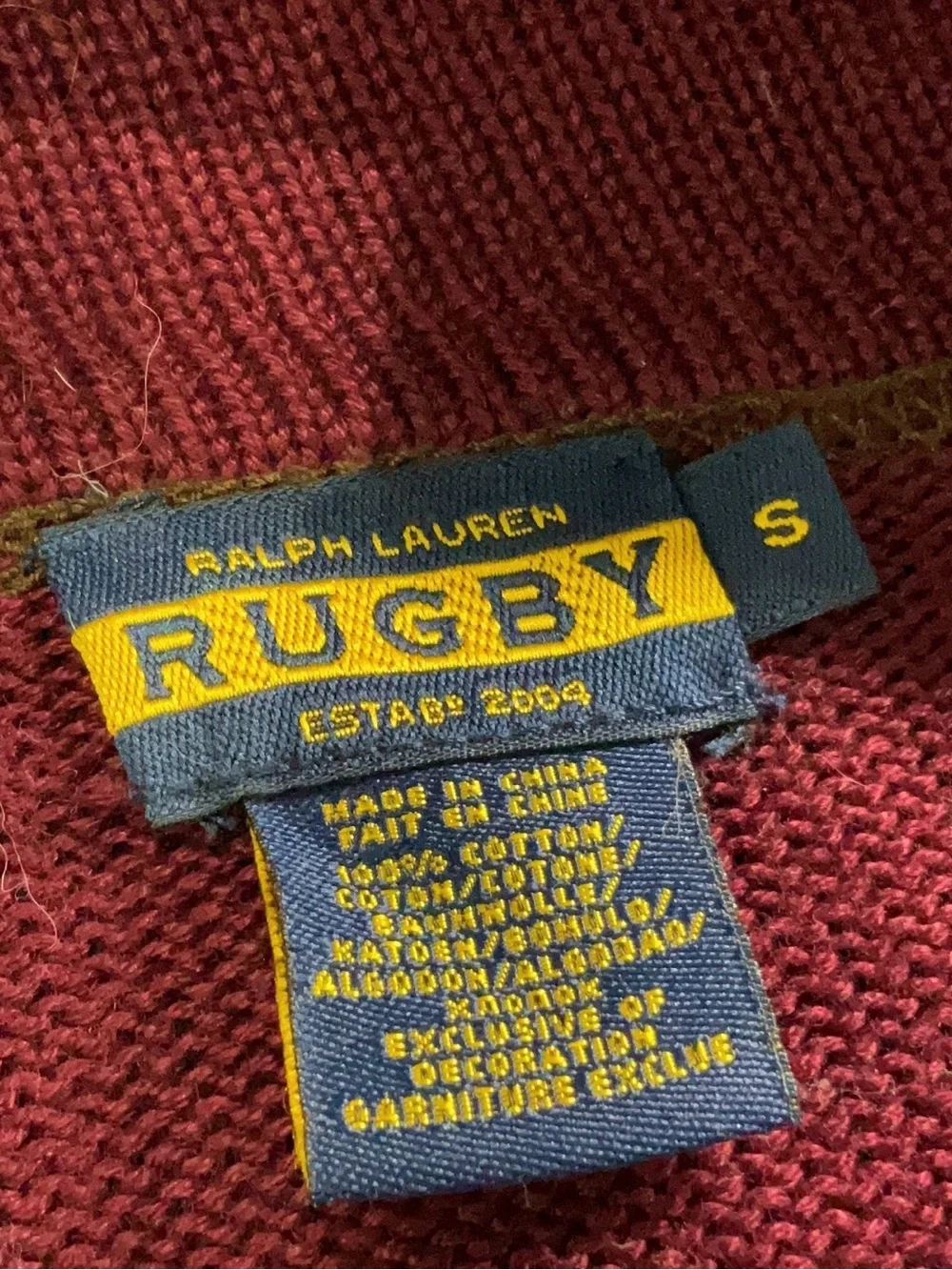 Vintage Rugby Ralph Lauren Cardigan Varsity Letterman Bulldog Patch Sweater S
